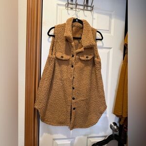 NWOT teddy button front vest